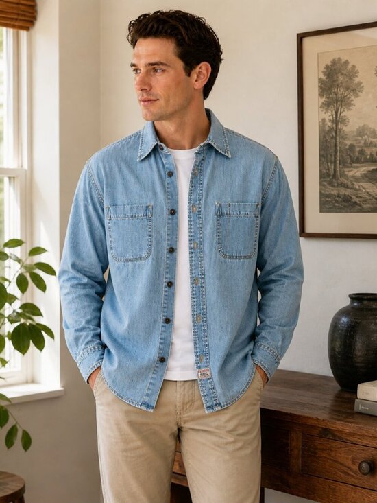 Signature by Levi Strauss Other - Levi Strauss Signature Light Wash Denim Button Down Shirt Size S